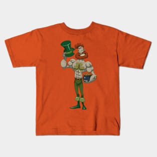 Sporty Leprechaun Pot Gold Kids T-Shirt